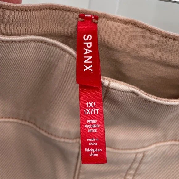 Spanx Women's Stretch Twill Cropped Wide Leg Pants Pink Blush 1X Petite - Picture 3 of 9